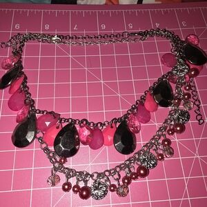 Pink and Black Statement Necklace